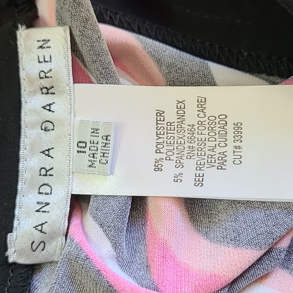 Sandra Darren Size 10 Black Pink Peach Psychedelic Pattern Sleeveless Minidress - Picture 6 of 7